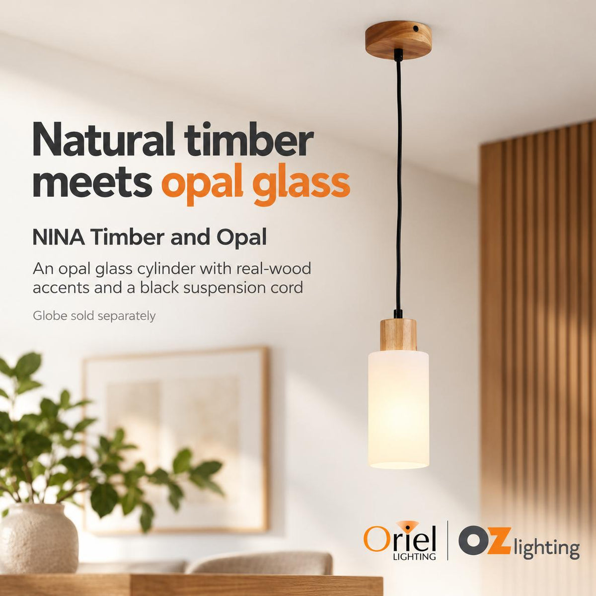 Oriel NINA Pendant - 1 Light Glass-Oriel Lighting-Ozlighting.com.au