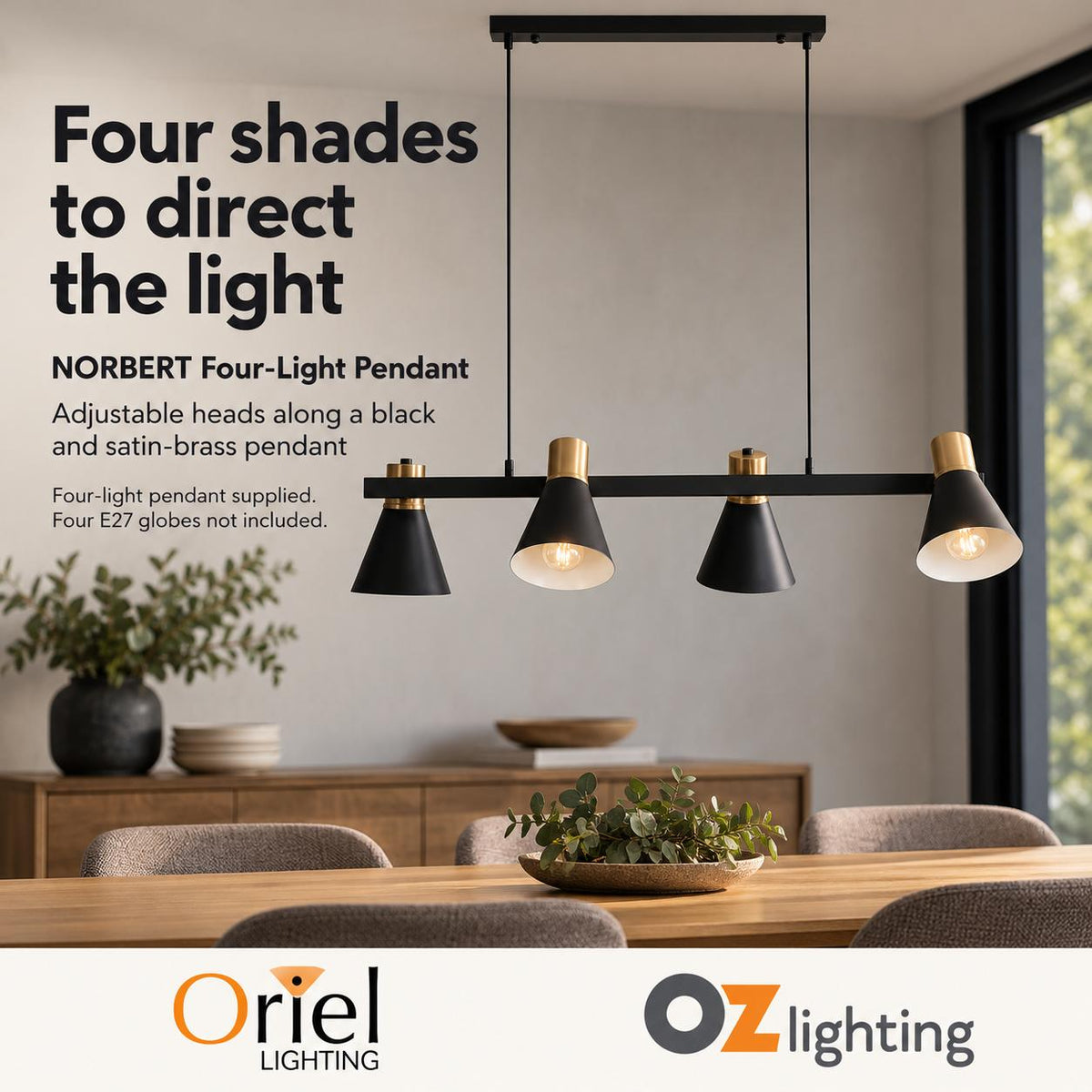 Oriel NORBERT Pendant - 4 Light-Oriel Lighting-Ozlighting.com.au