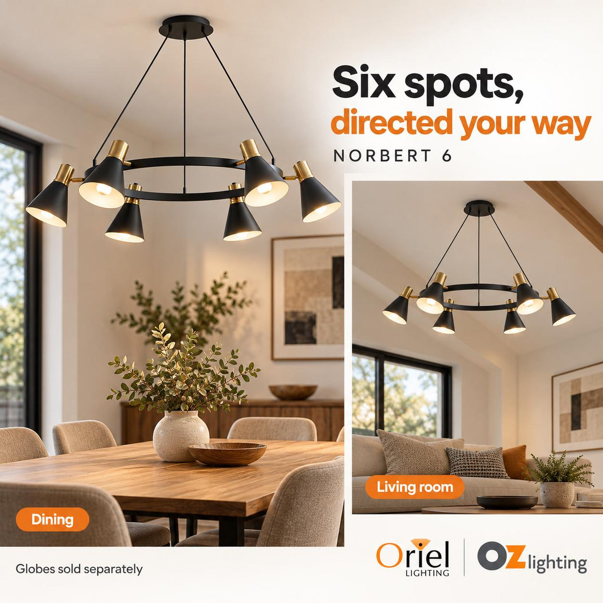Oriel NORBERT Pendant - 6 Light-Oriel Lighting-Ozlighting.com.au