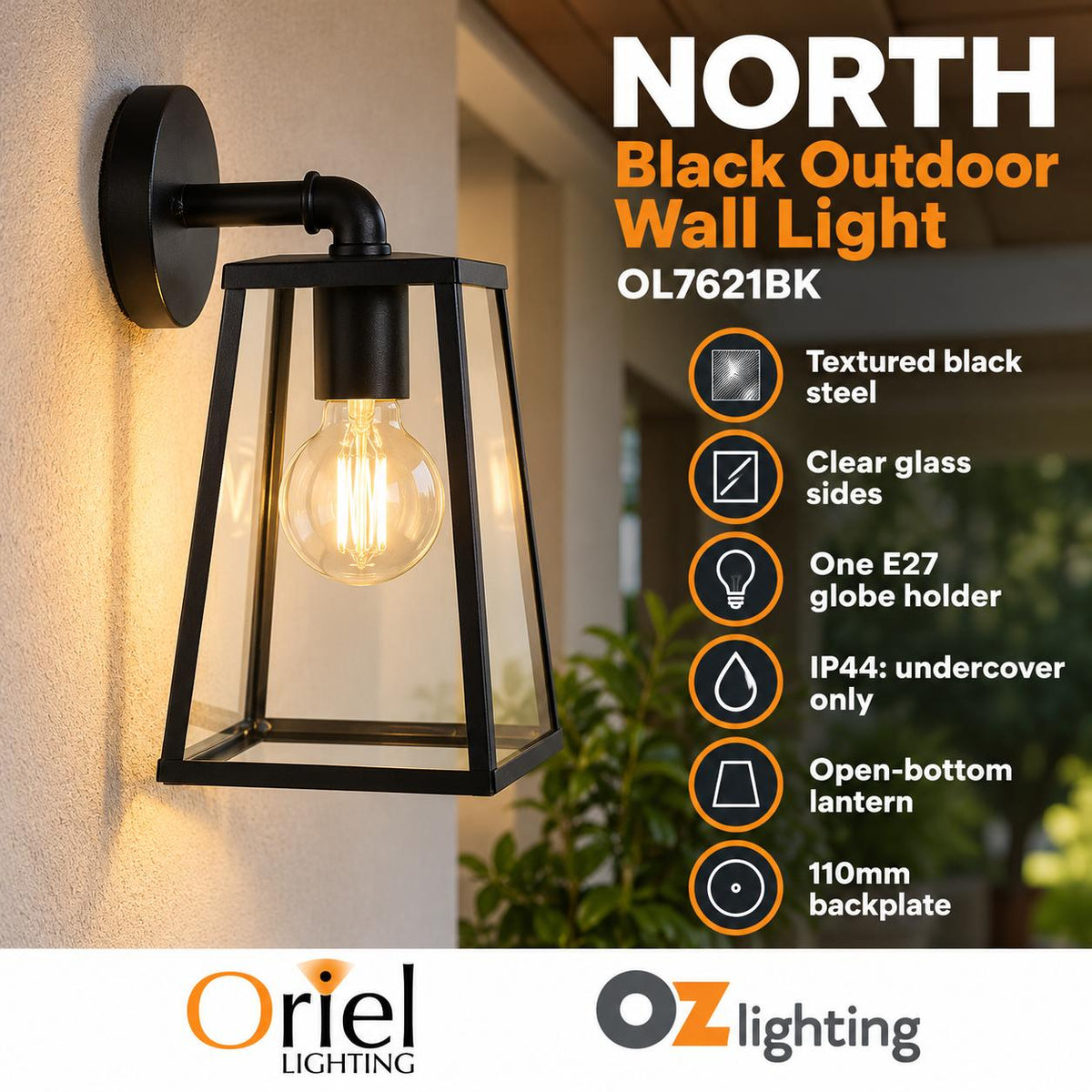 Oriel NORTH Outdoor Wall Light - Modern, IP44-Oriel Lighting-Ozlighting.com.au