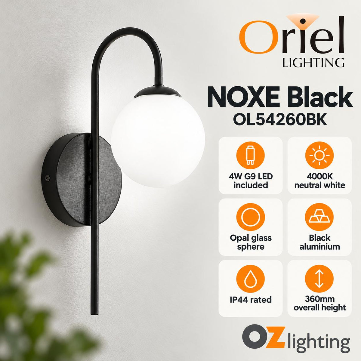 Oriel NOXE Wall Light - 4W-Oriel Lighting-Ozlighting.com.au