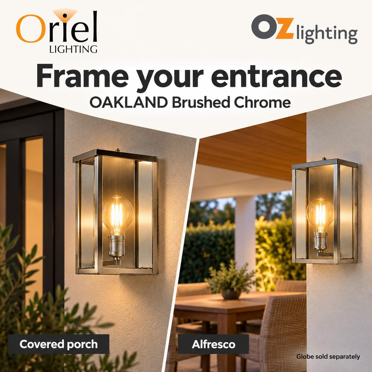 Oriel OAKLAND Outdoor Wall Light - Modern Flush, IP44-Oriel Lighting-Ozlighting.com.au