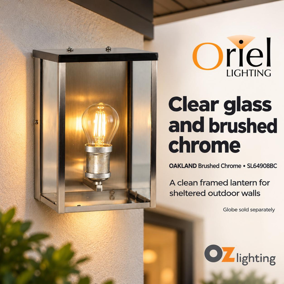 Oriel OAKLAND Outdoor Wall Light - Modern Flush, IP44-Oriel Lighting-Ozlighting.com.au