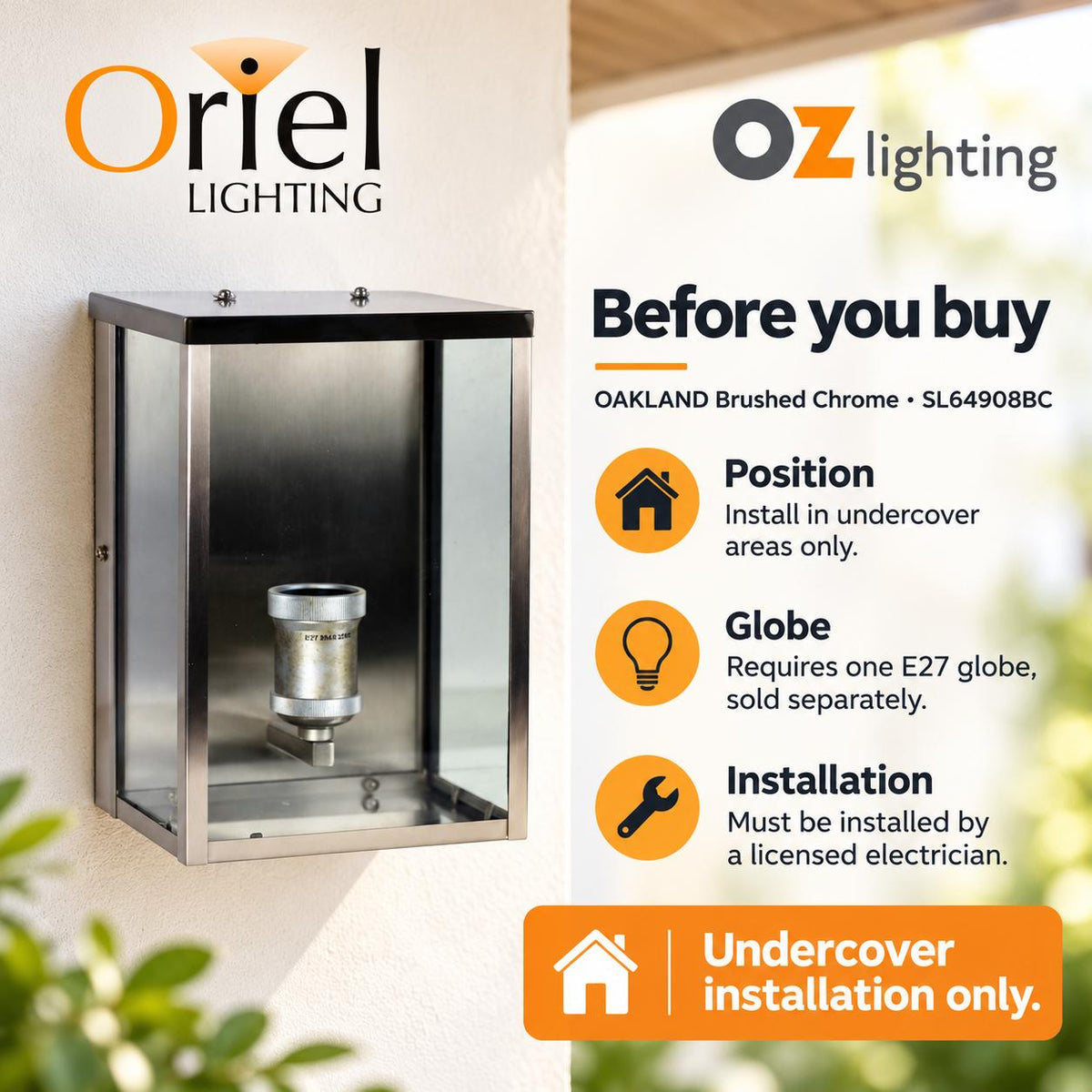 Oriel OAKLAND Outdoor Wall Light - Modern Flush, IP44-Oriel Lighting-Ozlighting.com.au