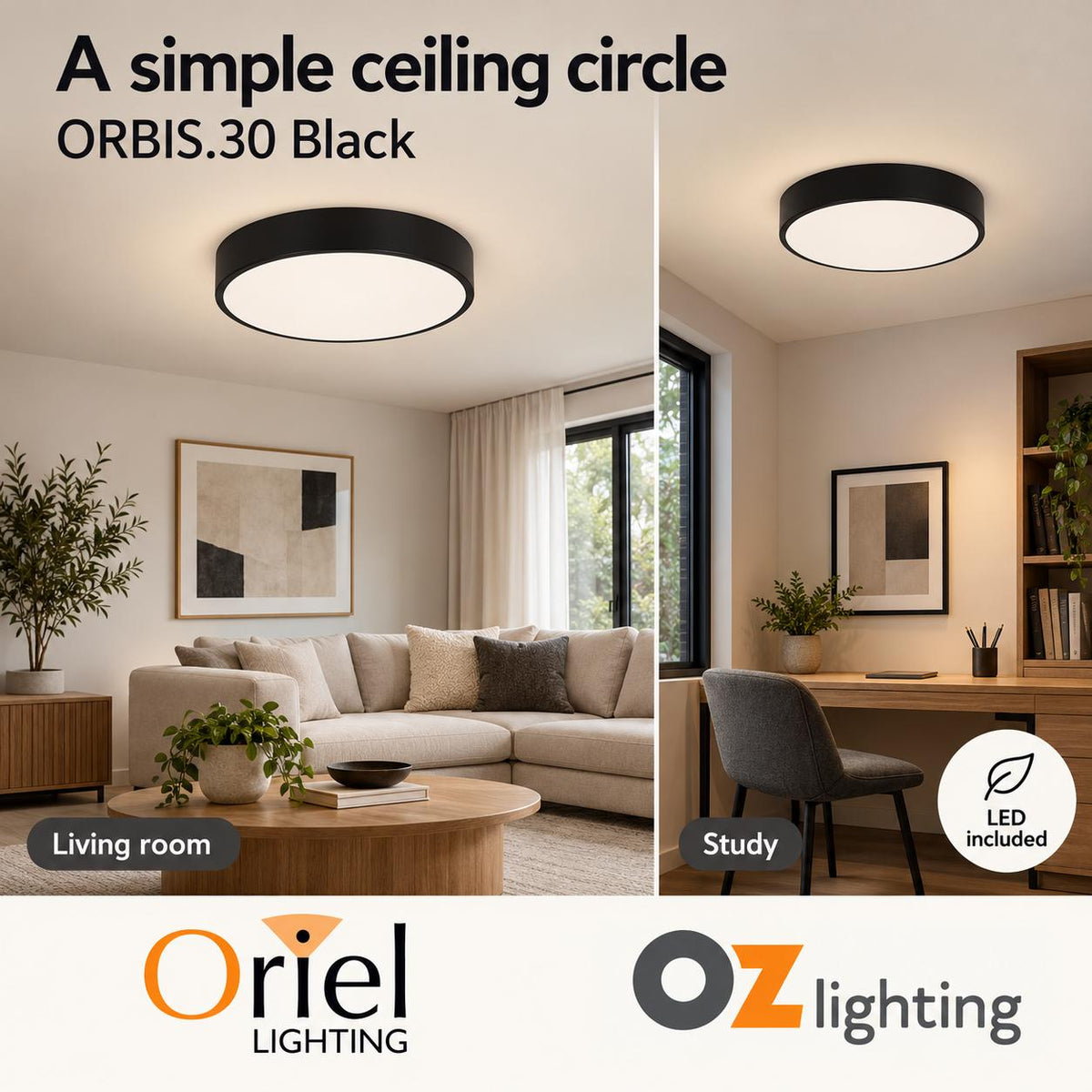 Oriel ORBIS.30 LED Ceiling Light - 12W-Oriel Lighting-Ozlighting.com.au