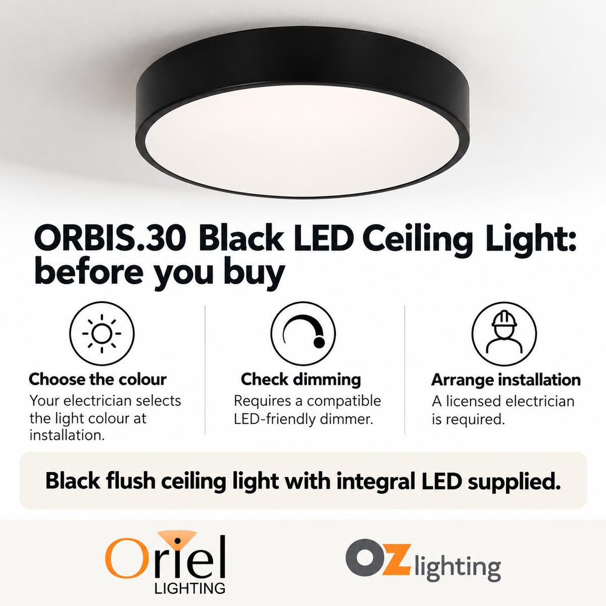 Oriel ORBIS.30 LED Ceiling Light - 12W-Oriel Lighting-Ozlighting.com.au
