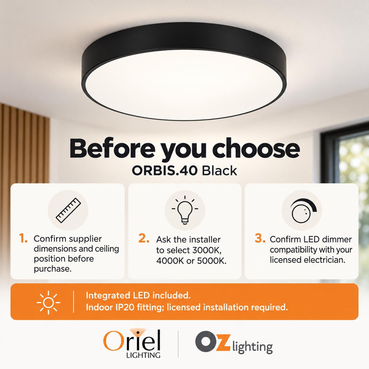 Oriel ORBIS.40 LED Ceiling Light - 24W-Oriel Lighting-Ozlighting.com.au