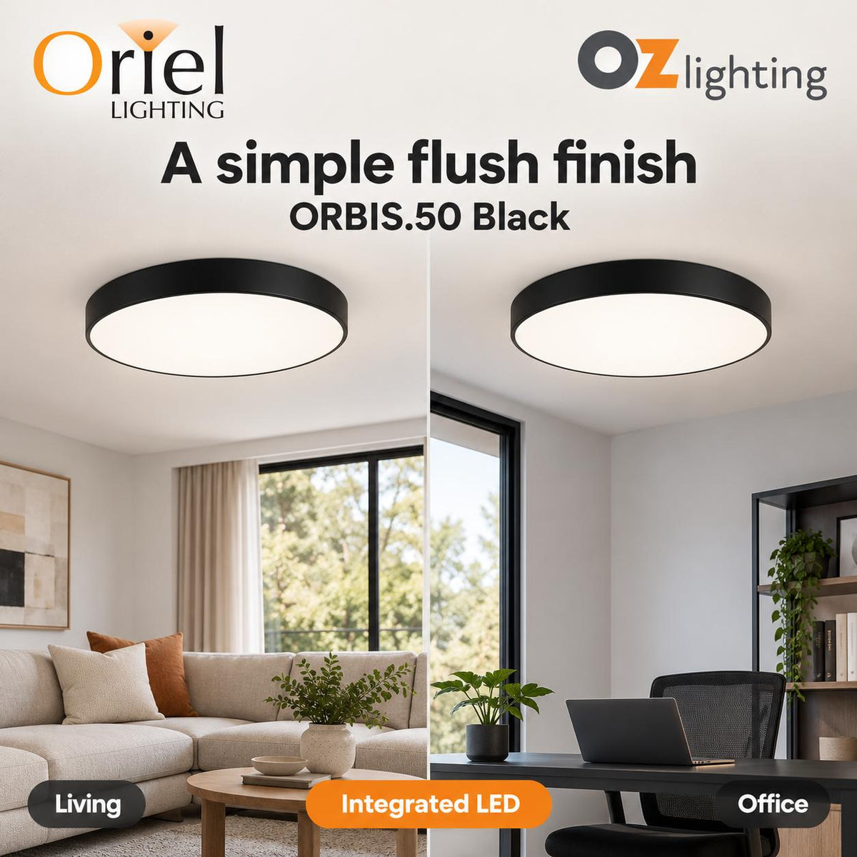 Oriel ORBIS.50 LED Ceiling Light - 30W-Oriel Lighting-Ozlighting.com.au