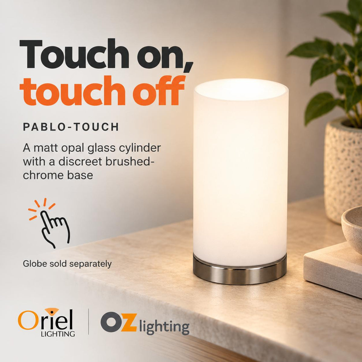 Oriel PABLO-TOUCH Touch Table Lamp-Oriel Lighting-Ozlighting.com.au