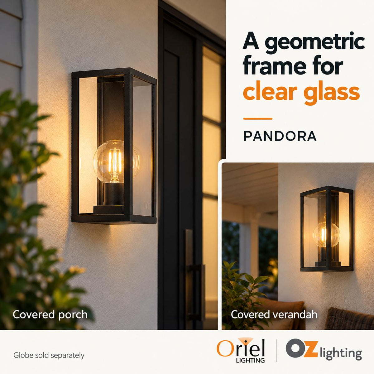 Oriel PANDORA Outdoor Wall Light - Modern Flush, IP54-Oriel Lighting-Ozlighting.com.au