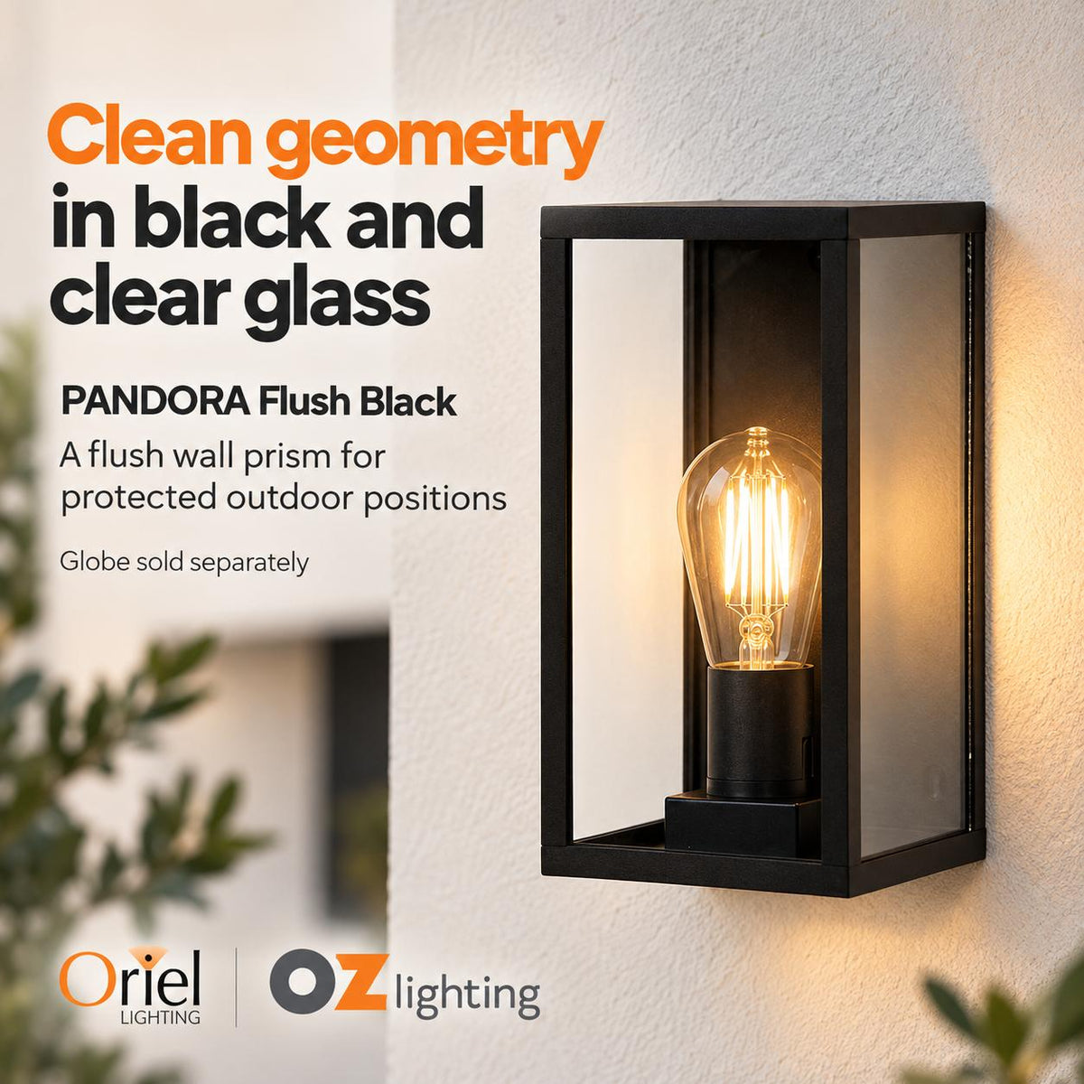 Oriel PANDORA Outdoor Wall Light - Modern Flush, IP54-Oriel Lighting-Ozlighting.com.au