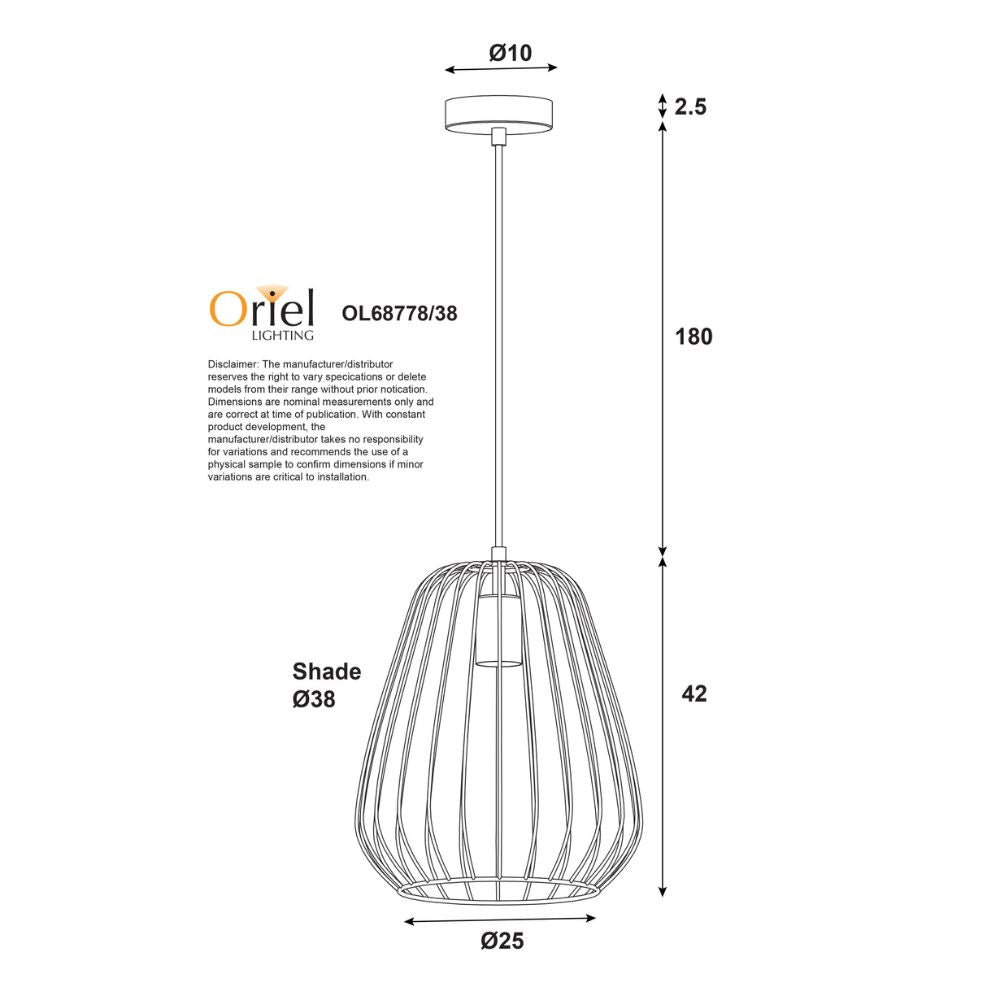 Oriel PERA.38 Pendant - 1 Light-Oriel Lighting-Ozlighting.com.au