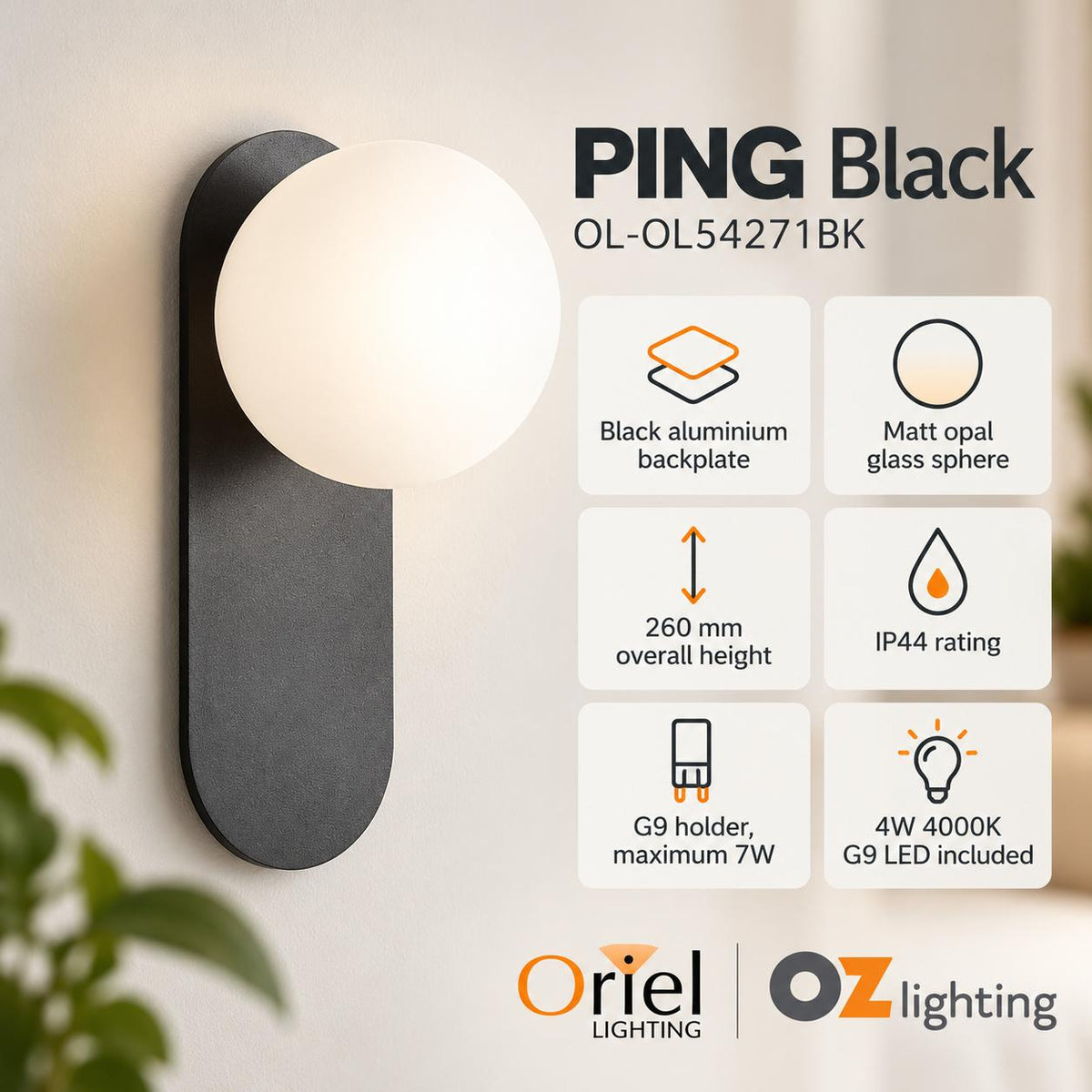 Oriel PING Wall Light - 7W-Oriel Lighting-Ozlighting.com.au