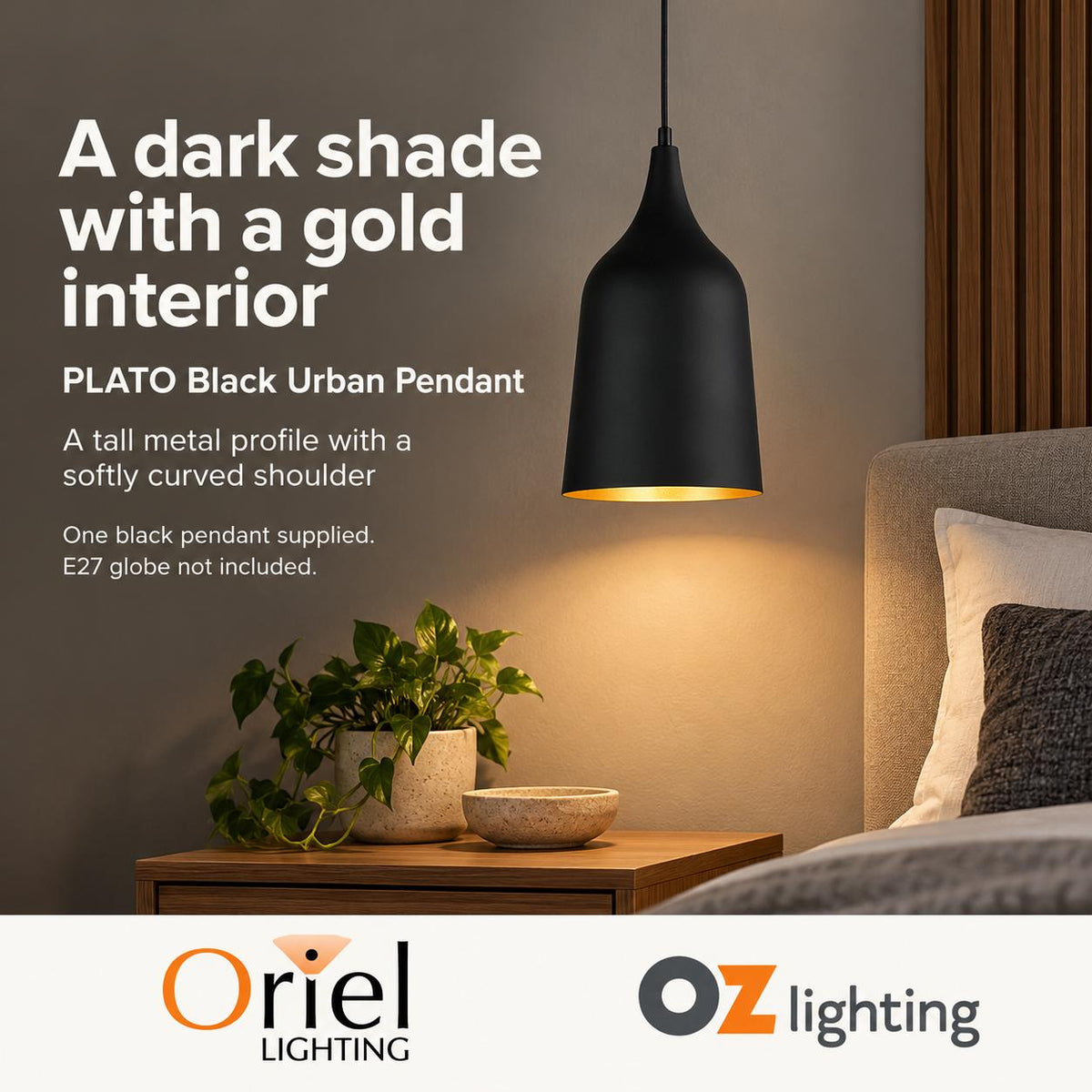 Oriel PLATO Pendant - 1 Light Contemporary Urban-Oriel Lighting-Ozlighting.com.au