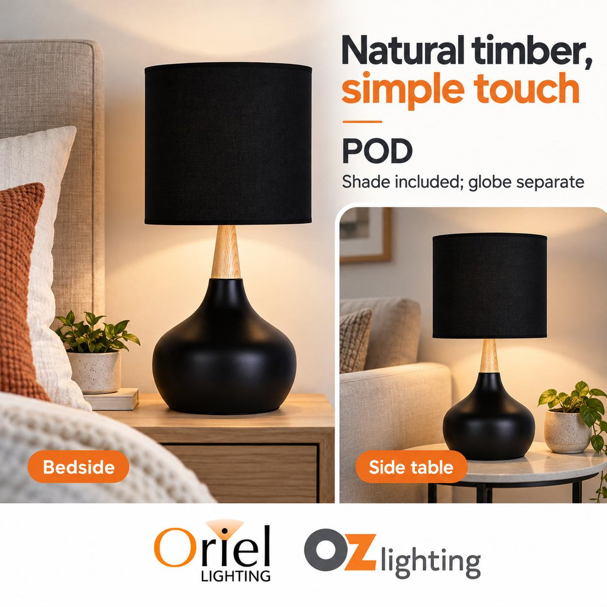 Oriel POD Touch Table Lamp-Oriel Lighting-Ozlighting.com.au