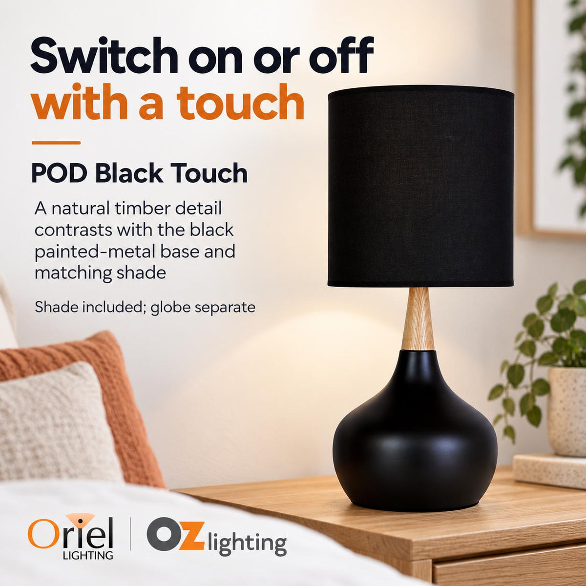 Oriel POD Touch Table Lamp-Oriel Lighting-Ozlighting.com.au