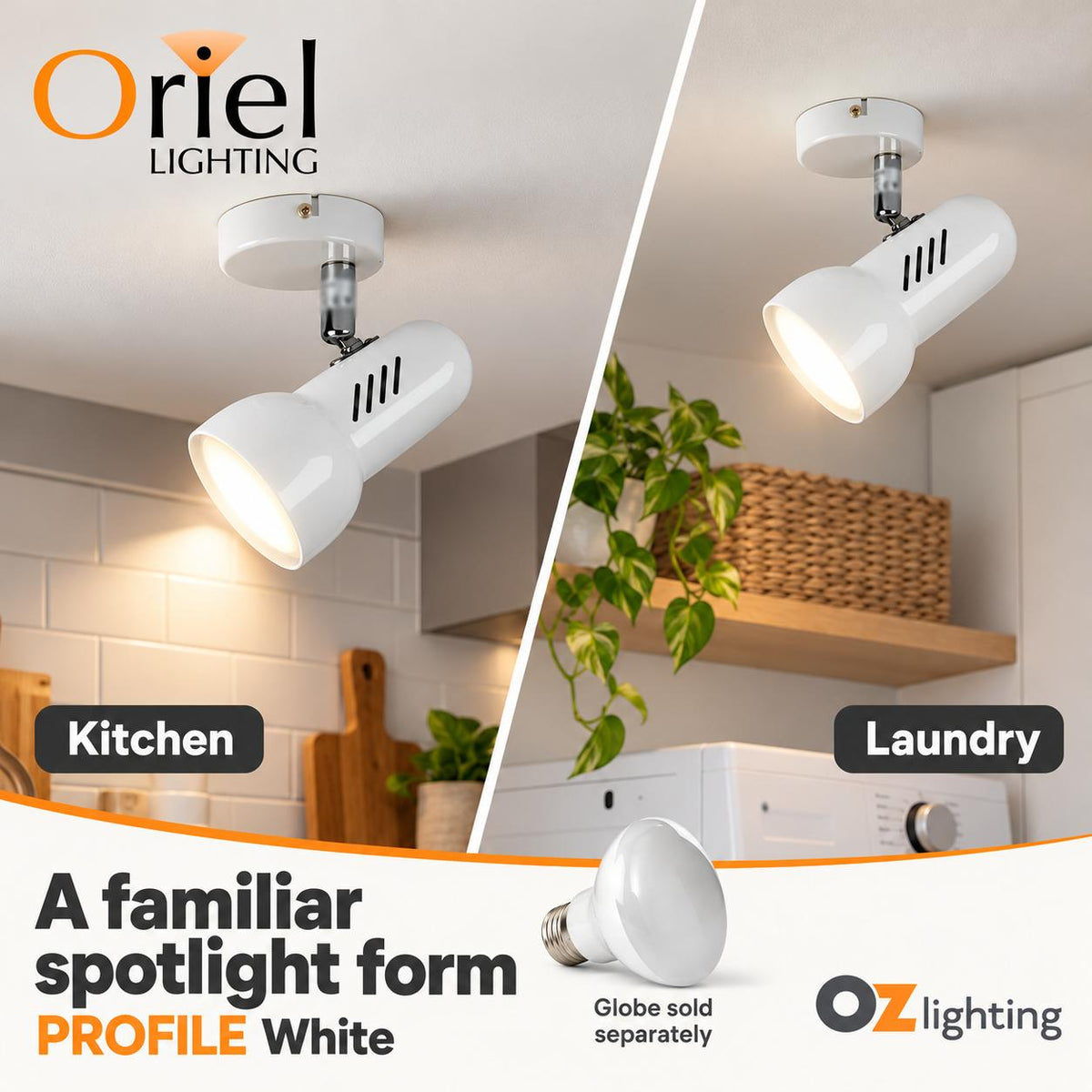 Oriel PROFILE Spotlight - 1 Light Classic R80-Oriel Lighting-Ozlighting.com.au