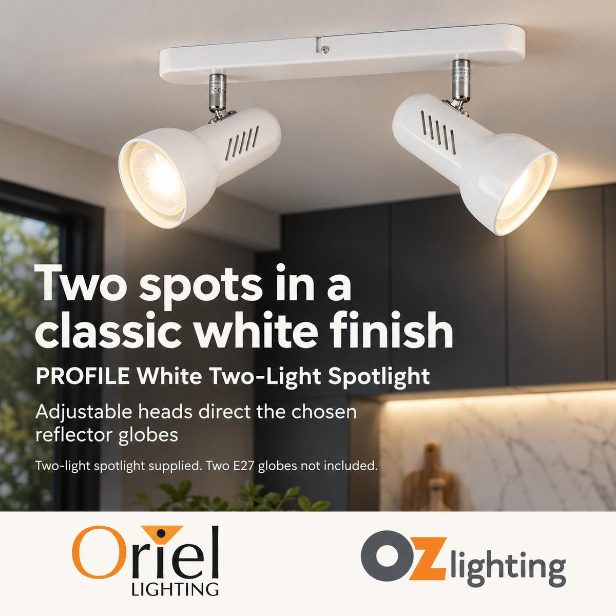 Oriel PROFILE Spotlight - 2/3 Light Classic R80-Oriel Lighting-Ozlighting.com.au