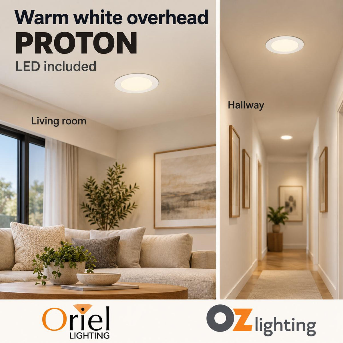 Oriel PROTON Recessed LED Downlight - 10W, IP44, 3000K-Oriel Lighting-Ozlighting.com.au