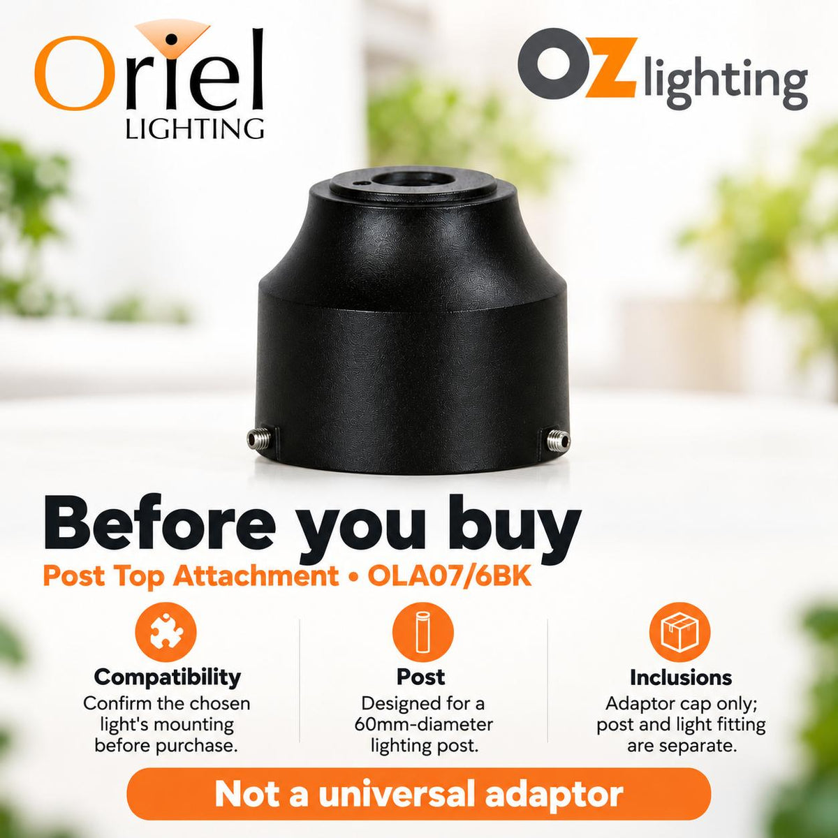 Oriel Post - Top Attachment-Oriel Lighting-Ozlighting.com.au