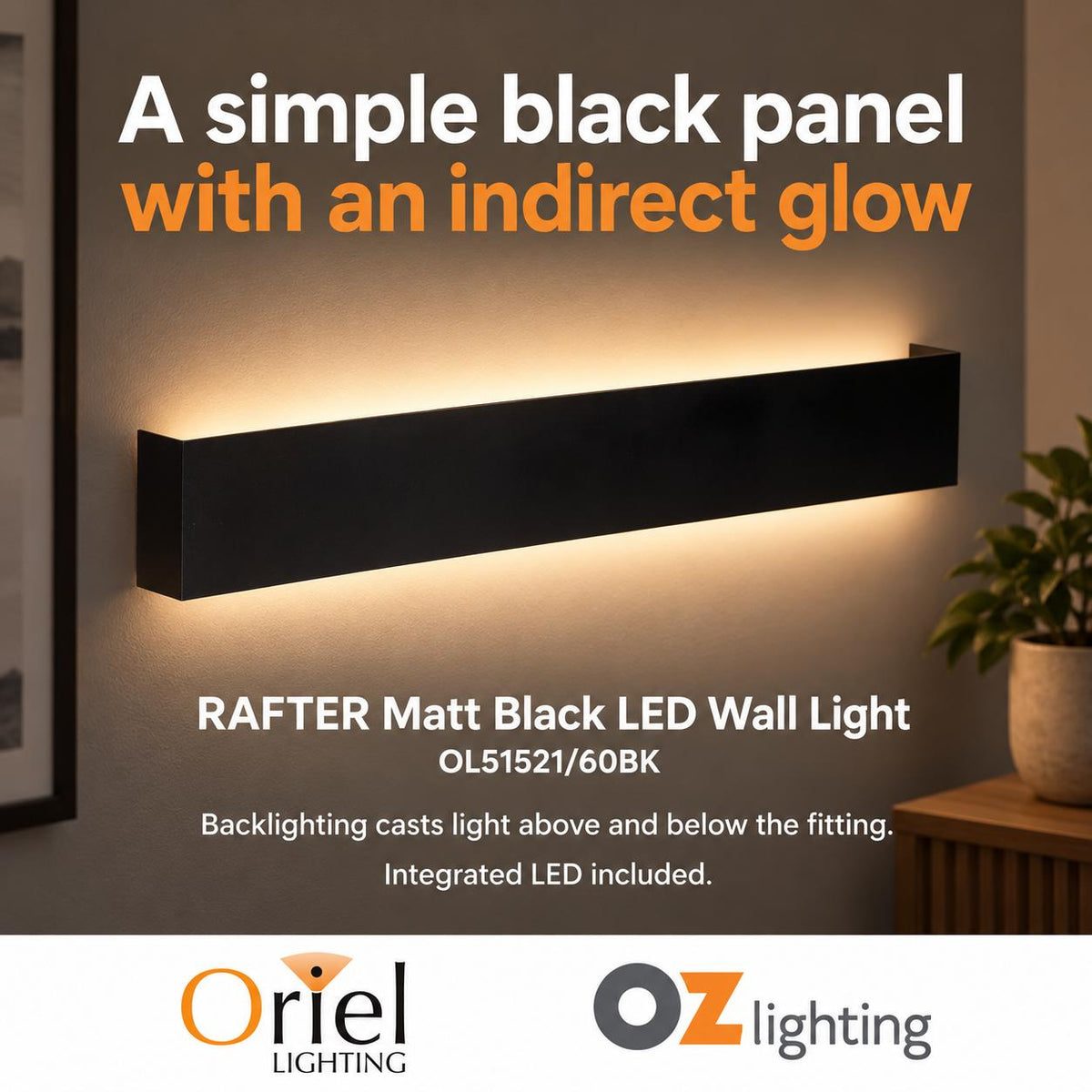 Oriel RAFTER Wall Light - Colour Selectable Up/Down-Oriel Lighting-Ozlighting.com.au