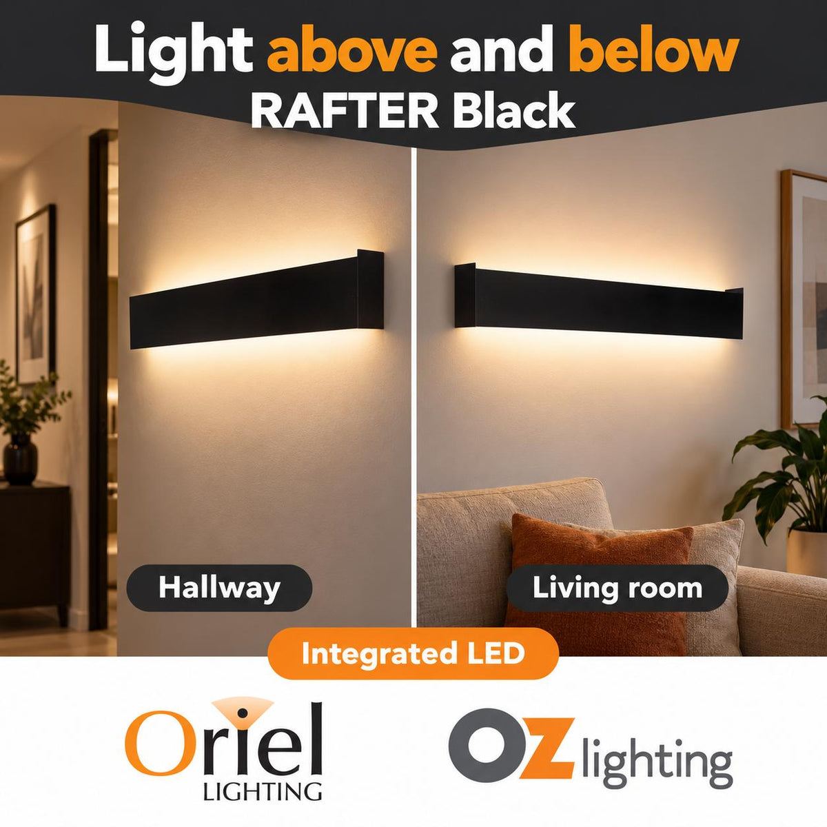 Oriel RAFTER Wall Light - Colour Selectable Up/Down-Oriel Lighting-Ozlighting.com.au