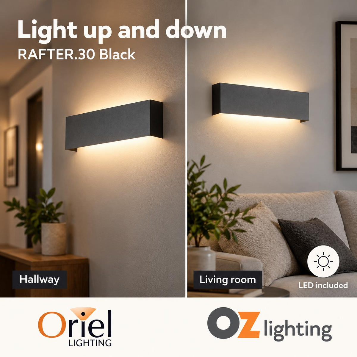 Oriel RAFTER.30 LED Wall Light - Tri-Colour-Oriel Lighting-Ozlighting.com.au