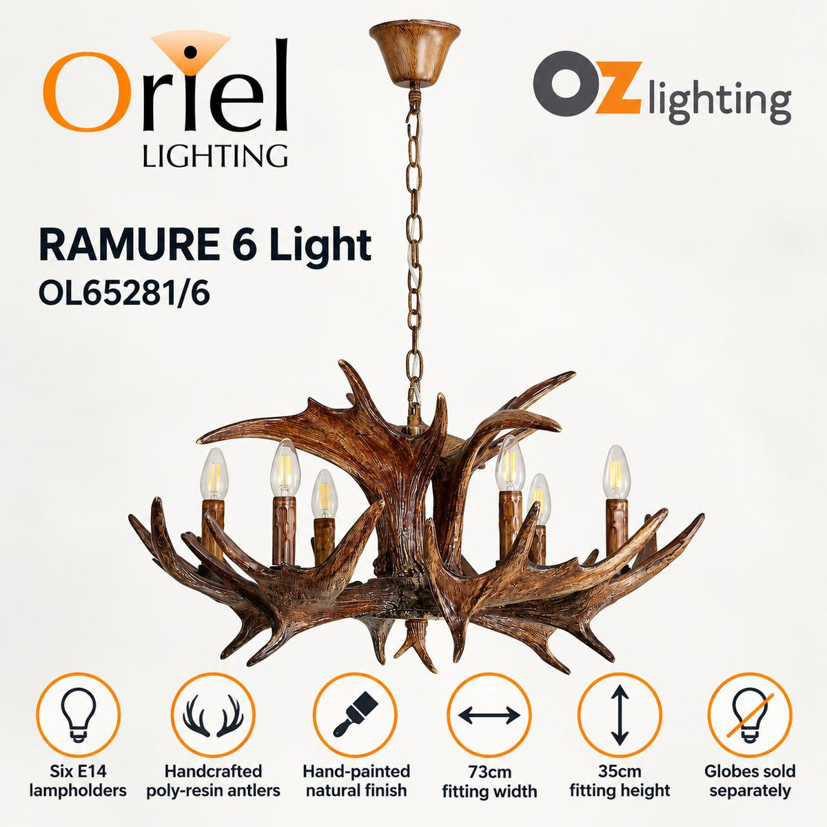 Oriel RAMURE Pendant - 6-Light-Oriel Lighting-Ozlighting.com.au