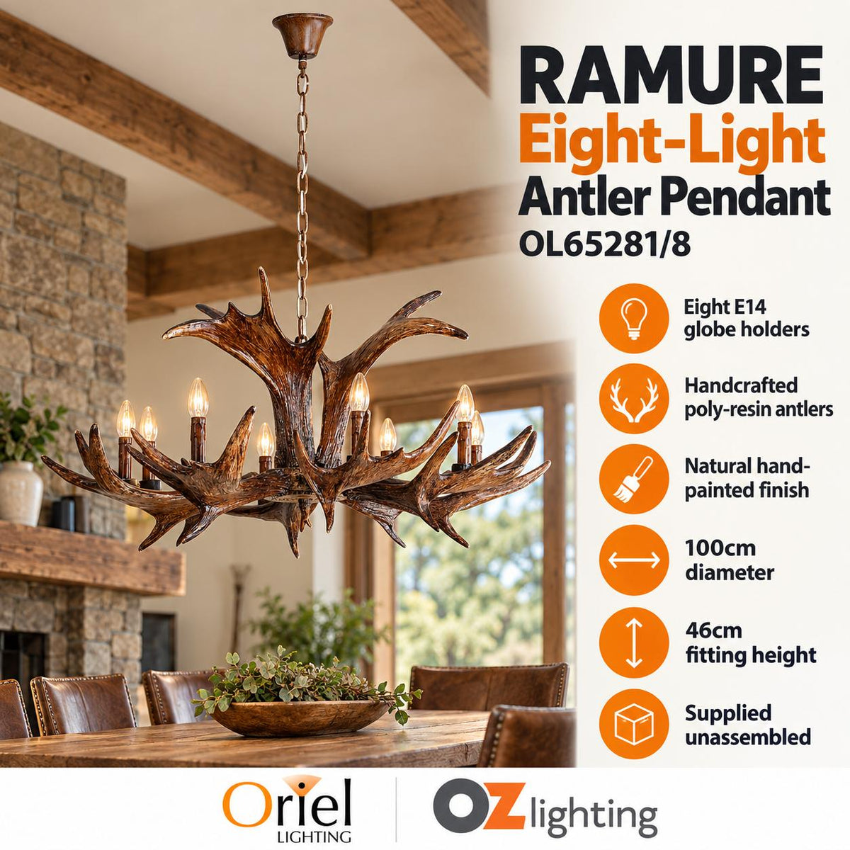 Oriel RAMURE Pendant - 8-Light-Oriel Lighting-Ozlighting.com.au