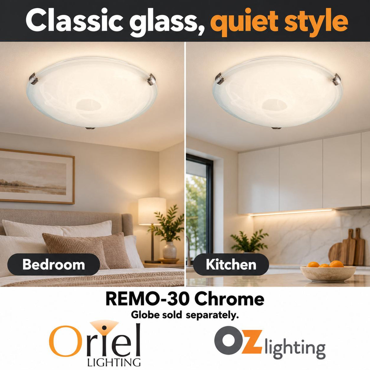 Oriel REMO-30 Oyster Ceiling Light - 1 Light 30cm Alabaster Glass-Oriel Lighting-Ozlighting.com.au