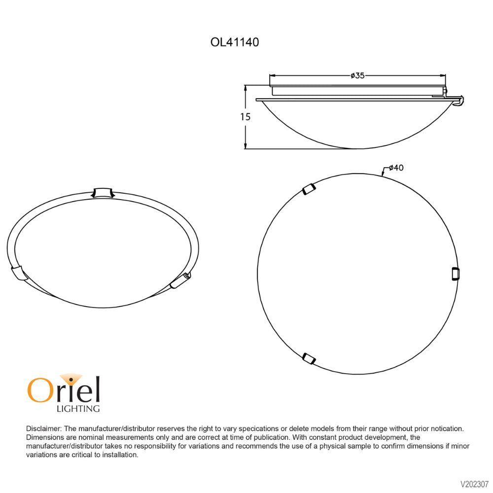 Oriel REMO Oyster Ceiling Light - Max. 60W, with White Clips Twin-Oriel Lighting-Ozlighting.com.au