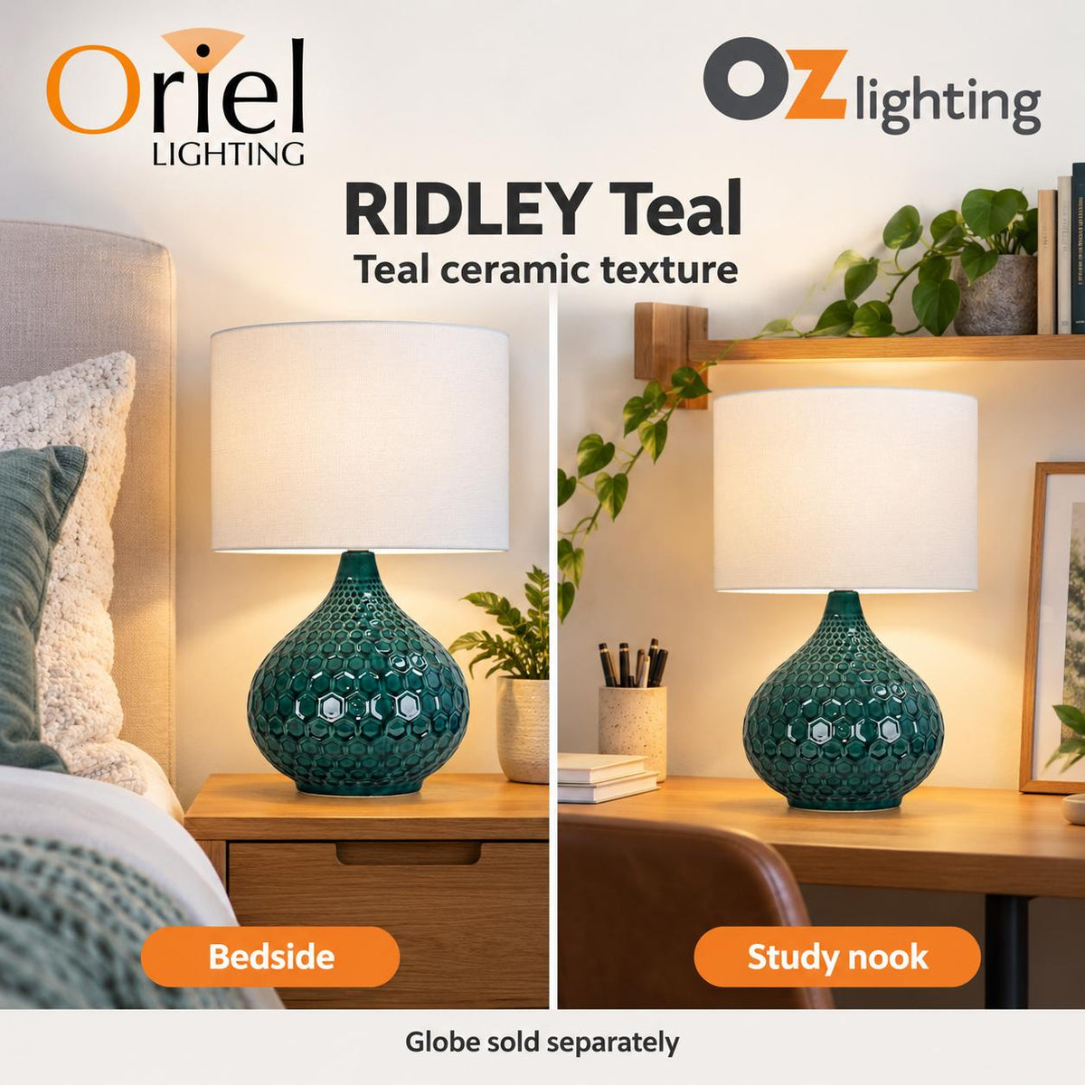 Oriel RIDLEY Table Lamp - Ceramic-Oriel Lighting-Ozlighting.com.au