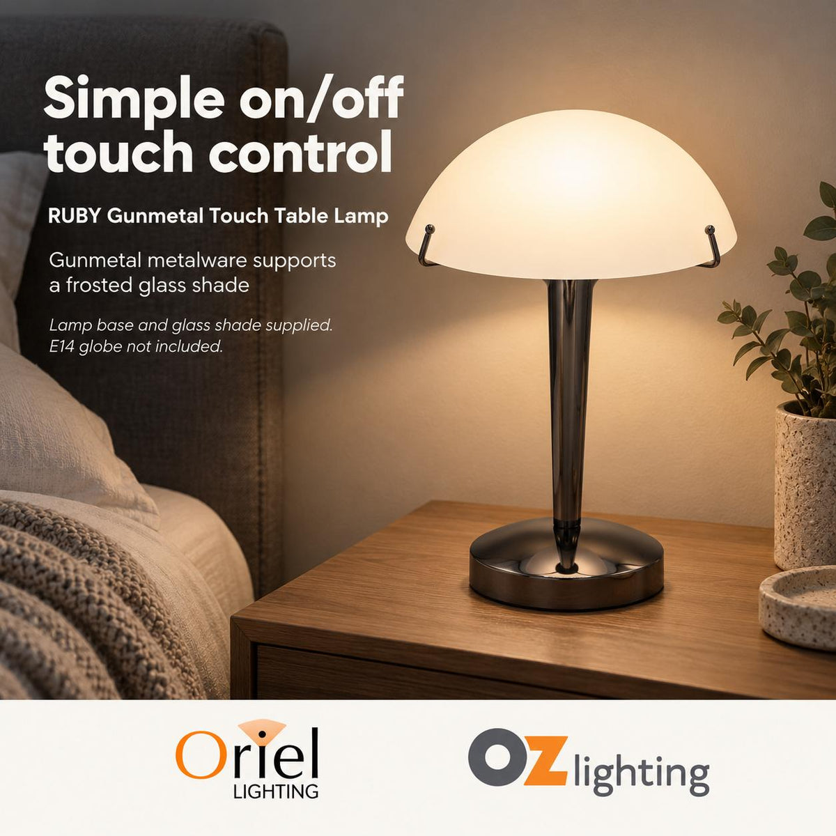 Oriel RUBY Touch Table Lamp-Oriel Lighting-Ozlighting.com.au