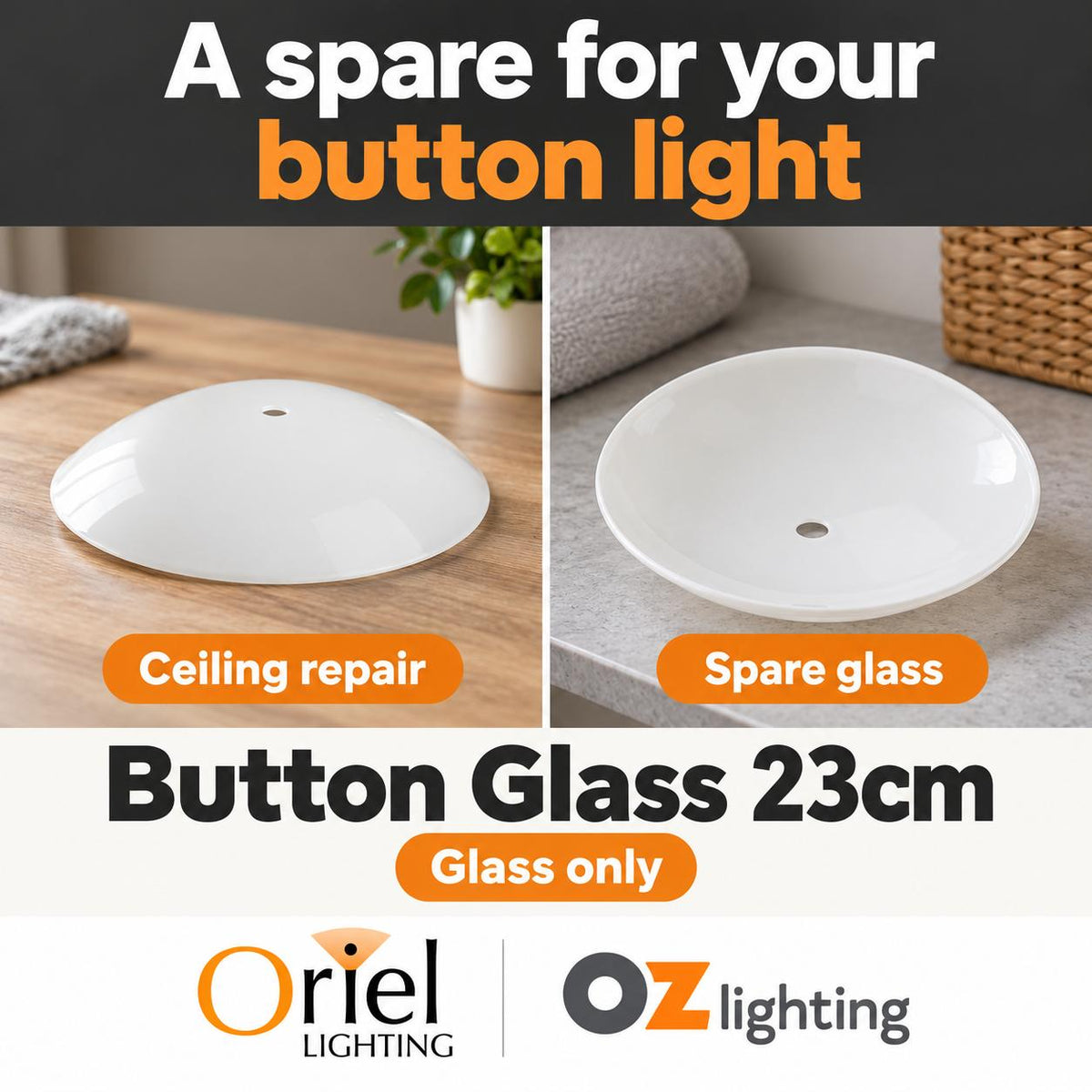 Oriel Replacement Button Glass-Oriel Lighting-Ozlighting.com.au