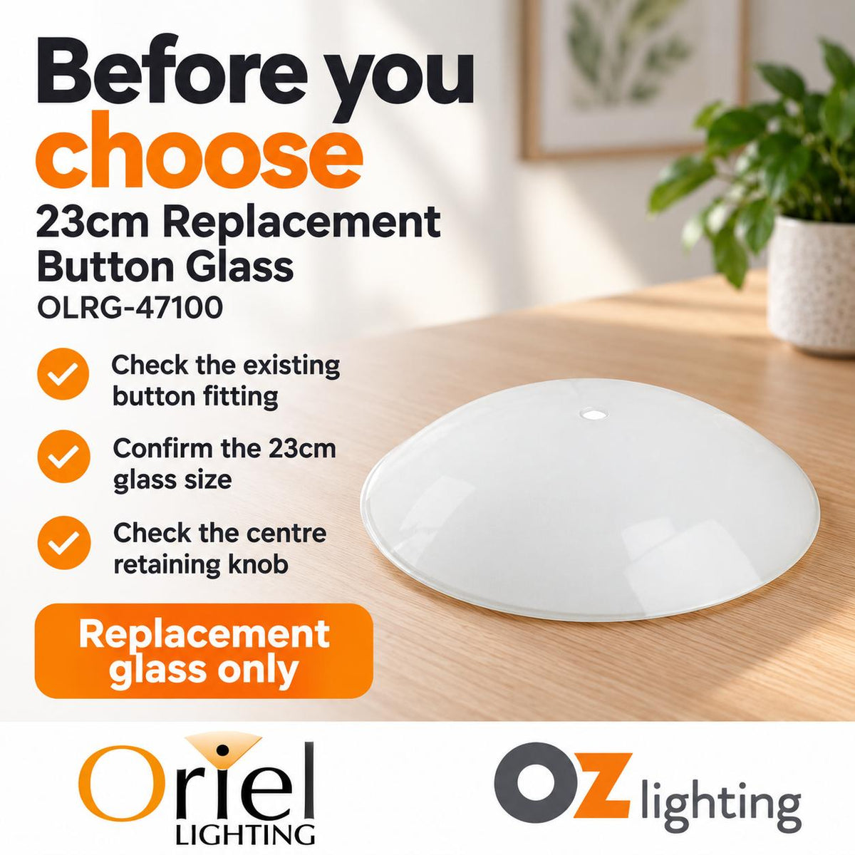 Oriel Replacement Button Glass-Oriel Lighting-Ozlighting.com.au