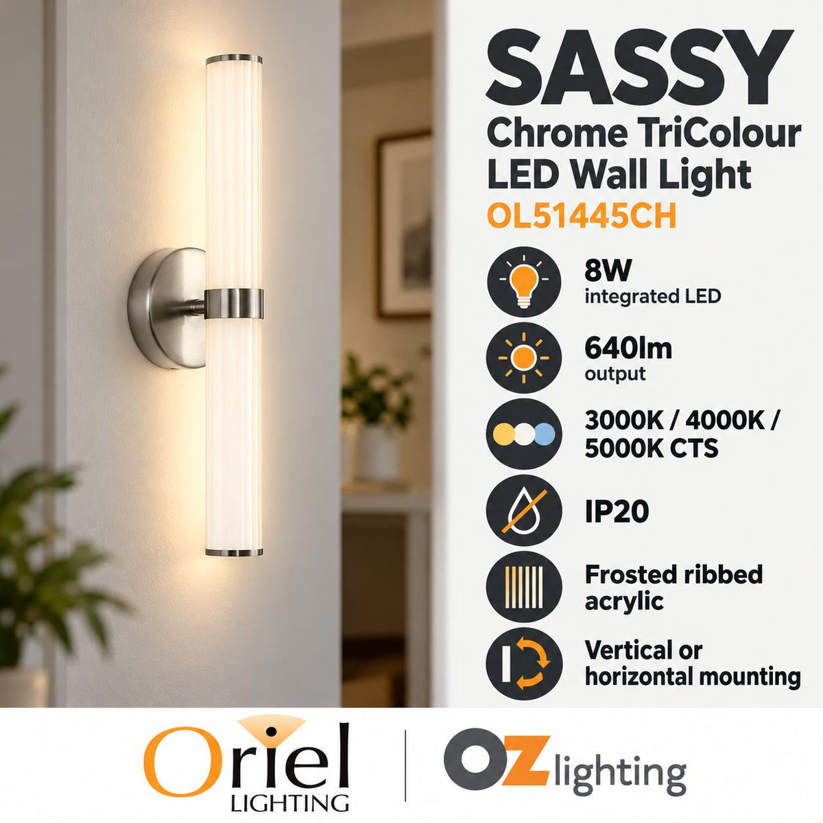 Oriel SASSY Wall Light - CTS-Oriel Lighting-Ozlighting.com.au