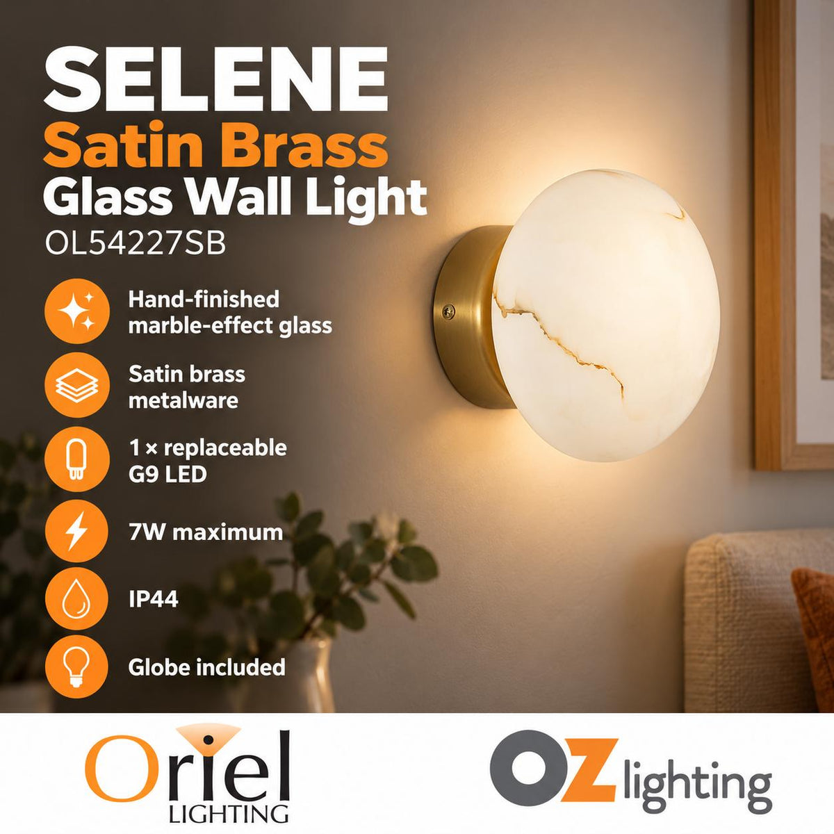 Oriel SELENE Wall Light-Oriel Lighting-Ozlighting.com.au