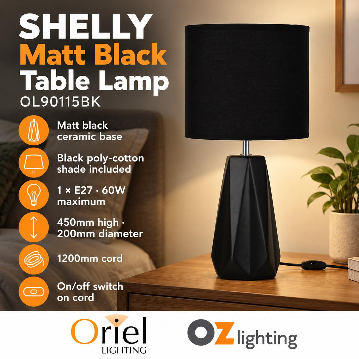 Oriel SHELLY Table Lamp - Ceramic-Oriel Lighting-Ozlighting.com.au