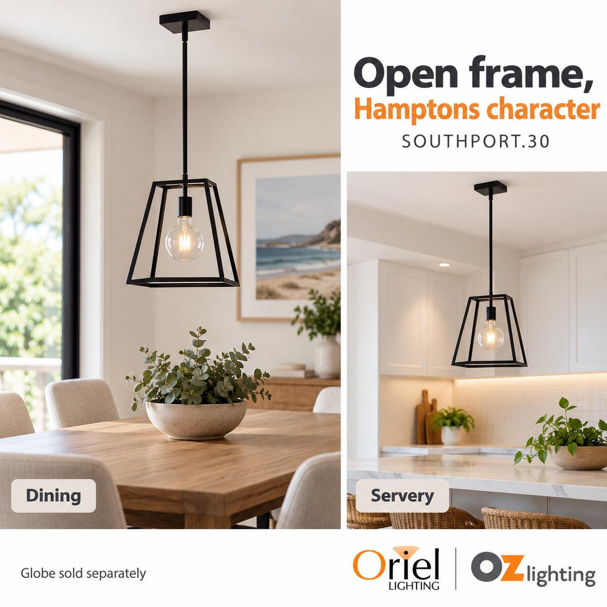 Oriel SOUTHPORT.30 Pendant - 1 Light Urban Retro-Oriel Lighting-Ozlighting.com.au