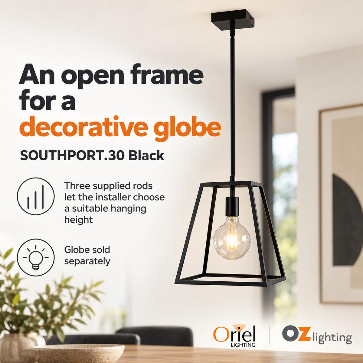 Oriel SOUTHPORT.30 Pendant - 1 Light Urban Retro-Oriel Lighting-Ozlighting.com.au