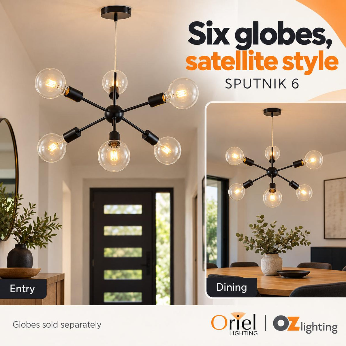Oriel SPUTNIK Pendant - Groovy Satellite-Oriel Lighting-Ozlighting.com.au