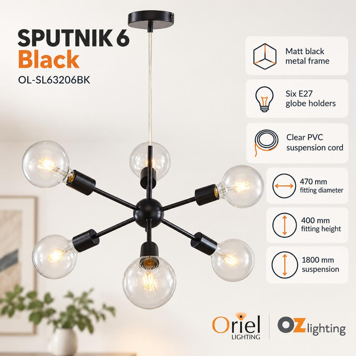 Oriel SPUTNIK Pendant - Groovy Satellite-Oriel Lighting-Ozlighting.com.au