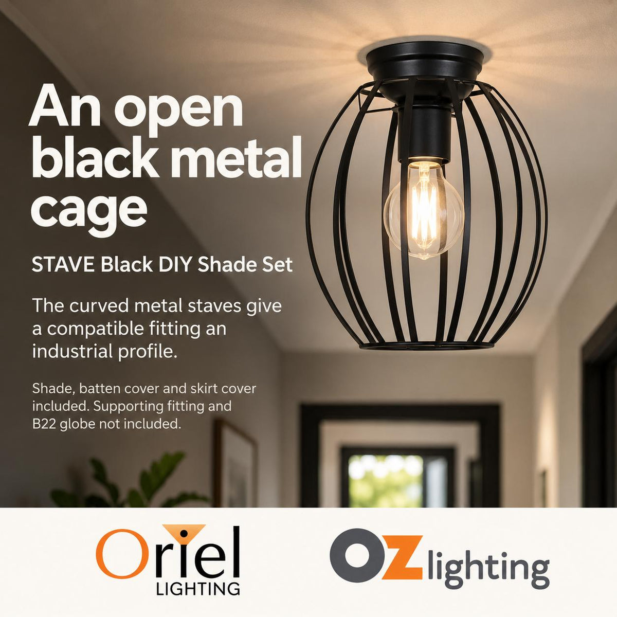 Oriel STAVE DIY Shade Only - Industrial Style-Oriel Lighting-Ozlighting.com.au