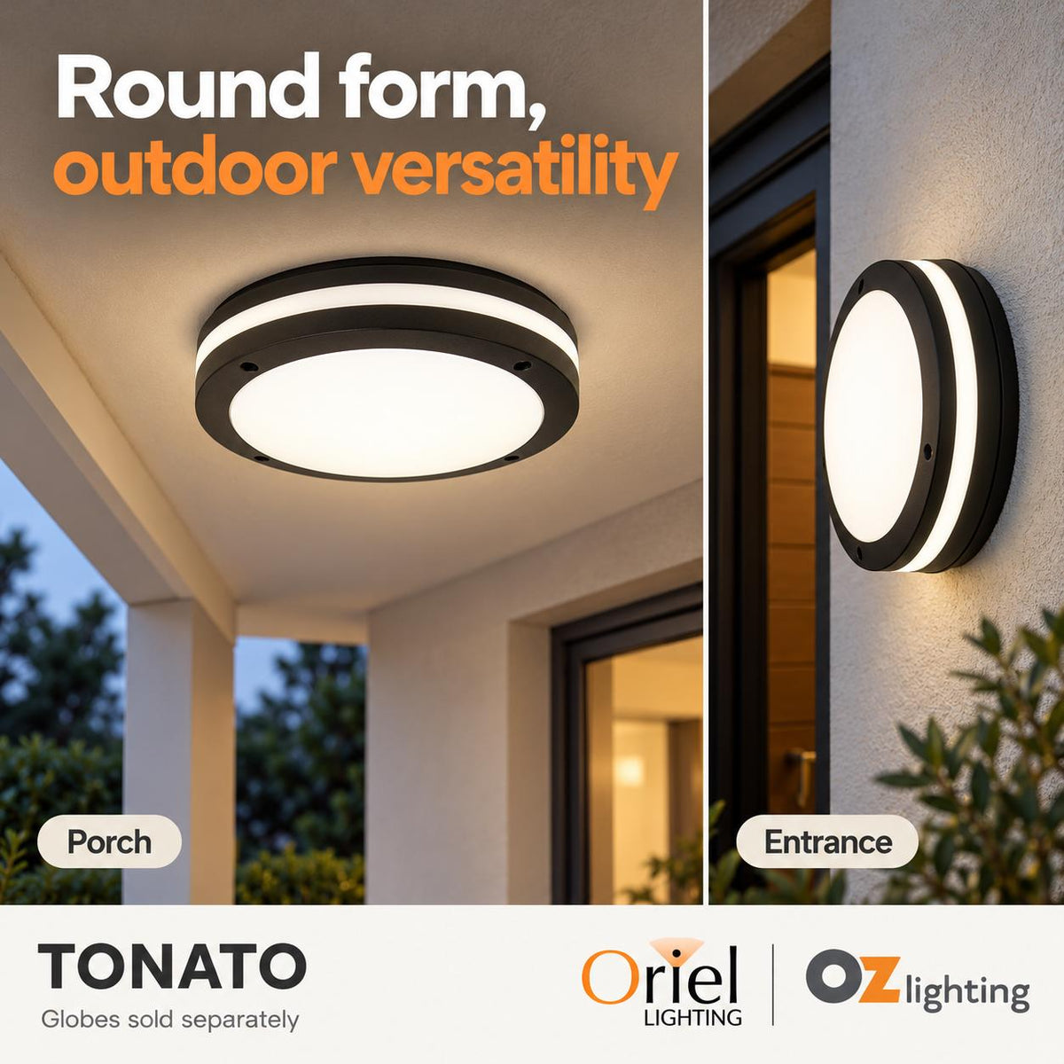 Oriel TONATO Outdoor Bunker Light - Bulkhead, IP54-Oriel Lighting-Ozlighting.com.au