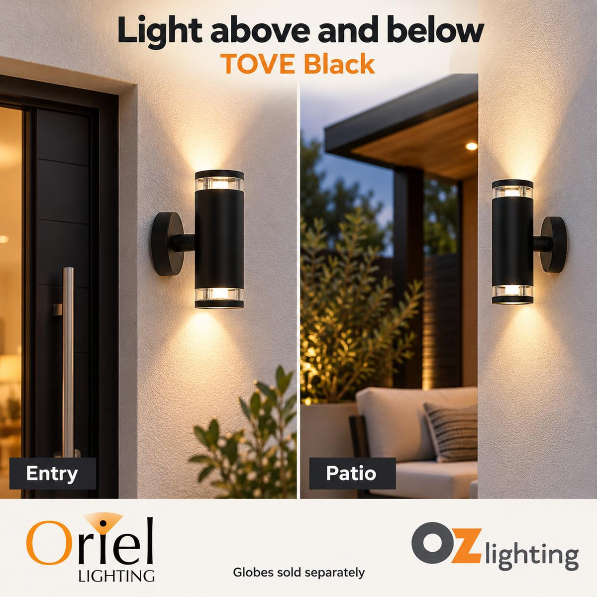 Oriel TOVE Outdoor LED Wall Light - Up/Down Ready, IP44-Oriel Lighting-Ozlighting.com.au
