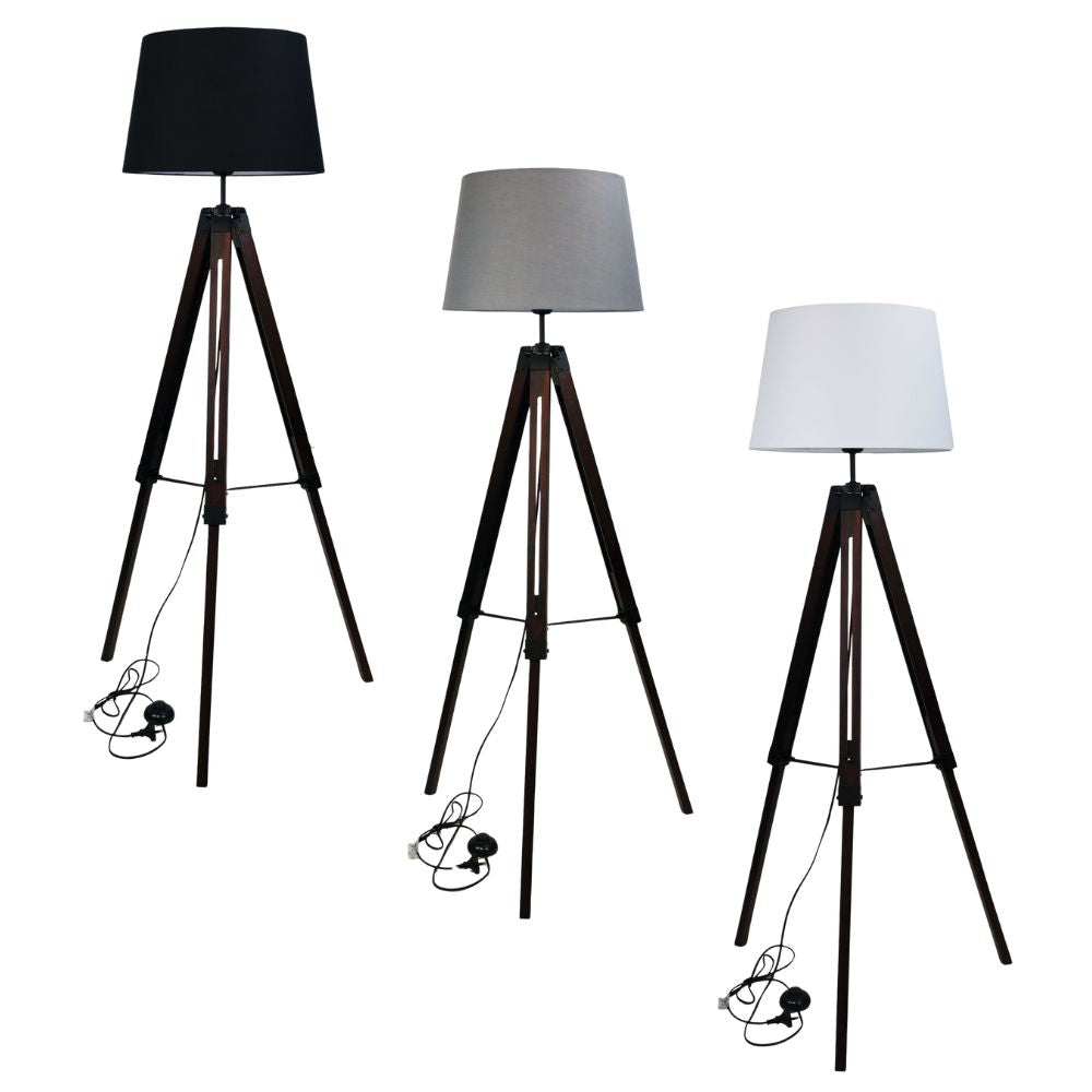 Oriel TREVI Floor Lamp - Max. 60W, Tripod Wooden-Oriel Lighting-Ozlighting.com.au