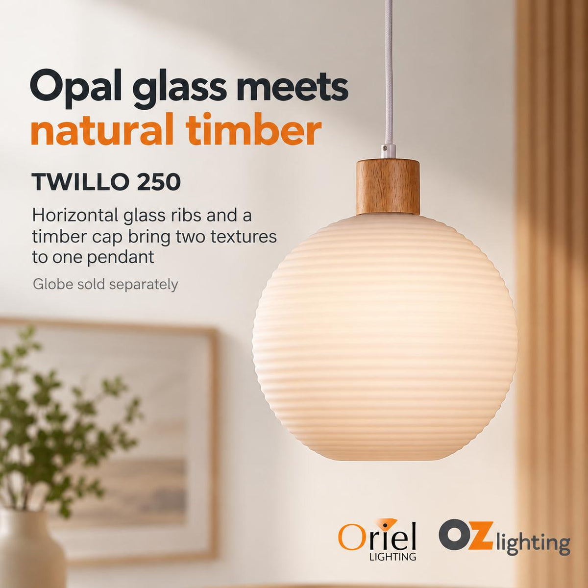 Oriel TWILLO Pendant - 1 Light-Oriel Lighting-Ozlighting.com.au
