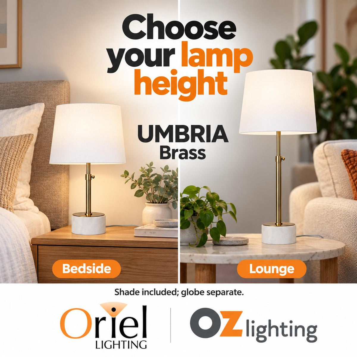 Oriel UMBRIA Table Lamp - Adjustable Height-Oriel Lighting-Ozlighting.com.au