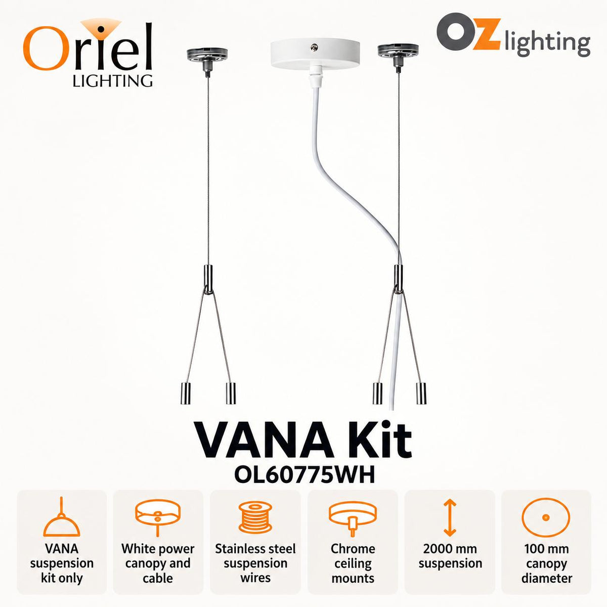 Oriel VANA Suspension Kit Only - To Suit Oriel VANA Series-Oriel Lighting-Ozlighting.com.au