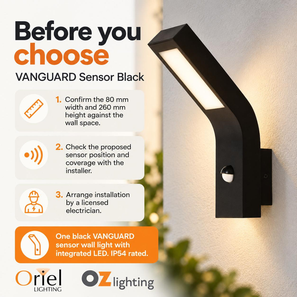 Oriel VANGUARD Outdoor LED Sensor Light - 10W-Oriel Lighting-Ozlighting.com.au